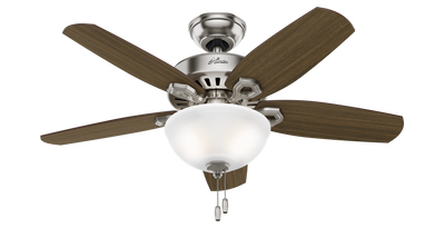 42 inch Builder Brushed Nickel Ceiling Fan with LED Light Kit and Pull Chain