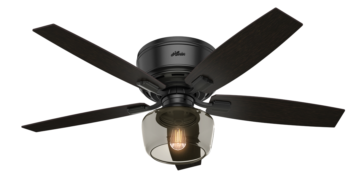 52 inch Bennett Matte Black Low Profile Ceiling Fan with LED Light Kit and Handheld Remote