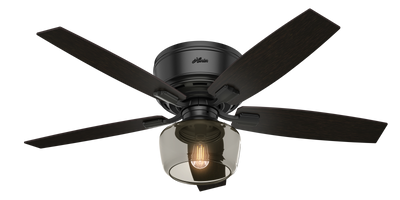 52 inch Bennett Matte Black Low Profile Ceiling Fan with LED Light Kit and Handheld Remote