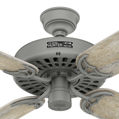 52 inch Original Matte Silver Damp Rated Ceiling Fan and Pull Chain