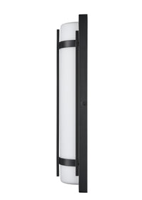 20-inch Powder Coated Black Outdoor Wall Sconce with White Shade