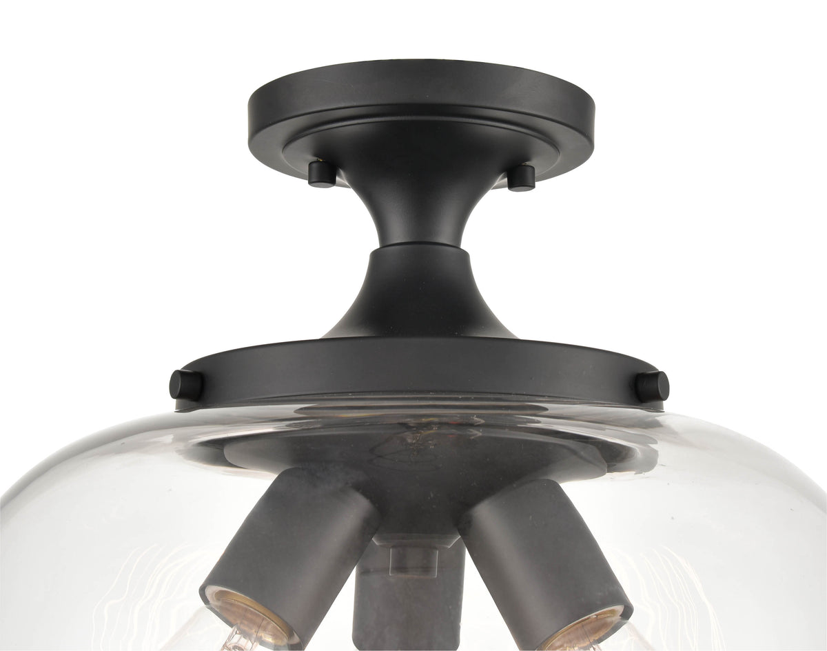 11.5'' Ashford Matte Black 3 Light Semi-Flush Mount