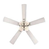 52 Inch Calivane AC Brushed Nickel Indoor Ceiling Fan 5-Blade 4 Lights Reversible
