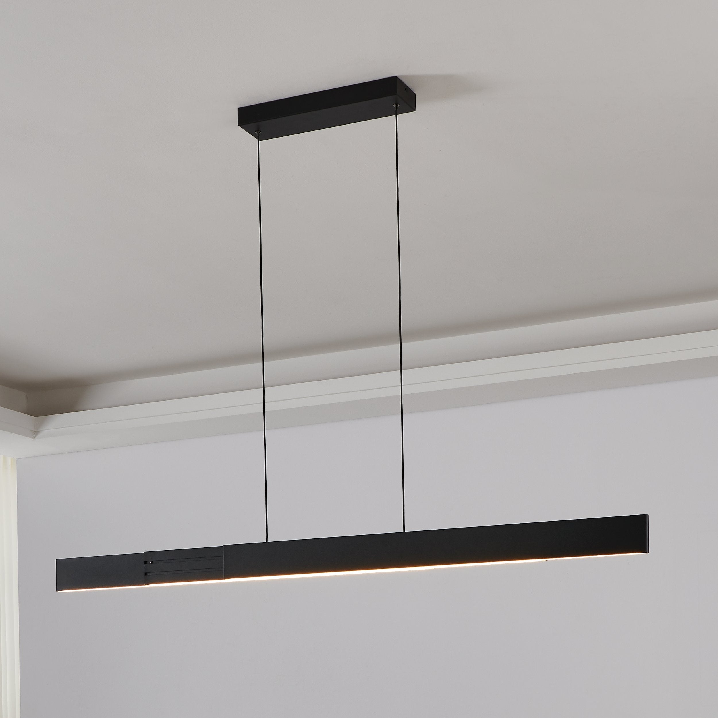 Falsetto 73-inch 3-light Textured Black 3CCT LED Expandable Linear Chandelier