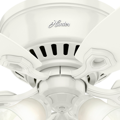 52 inch Builder Snow White Low Profile Ceiling Fan with LED Light Kit and Pull Chain
