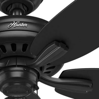 52 inch Newsome Matte Black Damp Rated Ceiling Fan and Pull Chain