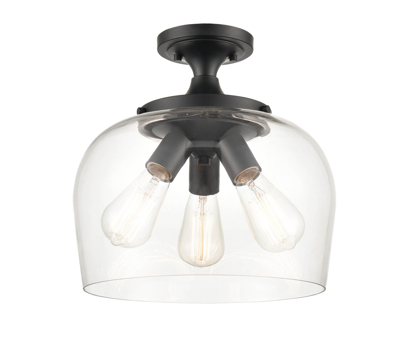 11.5'' Ashford Matte Black 3 Light Semi-Flush Mount