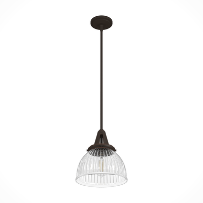 Cypress Grove 10-inch 1-light Onyx Bengal Industrial Pendant with Clear Holophane Glass