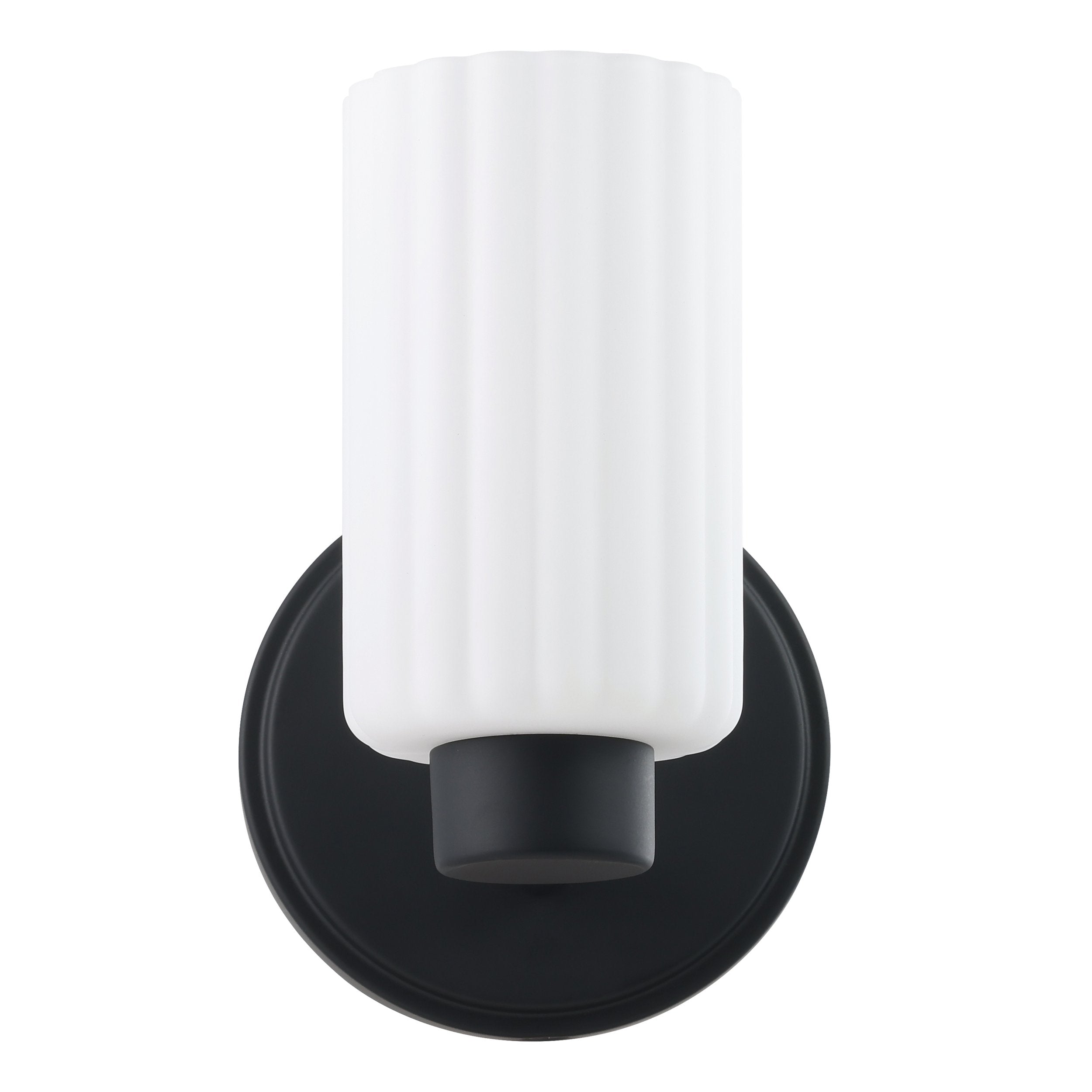 Bedminster 5-inch 1-light Matte Black Vanity Light with Etched Opal Ribbed Glass Shade