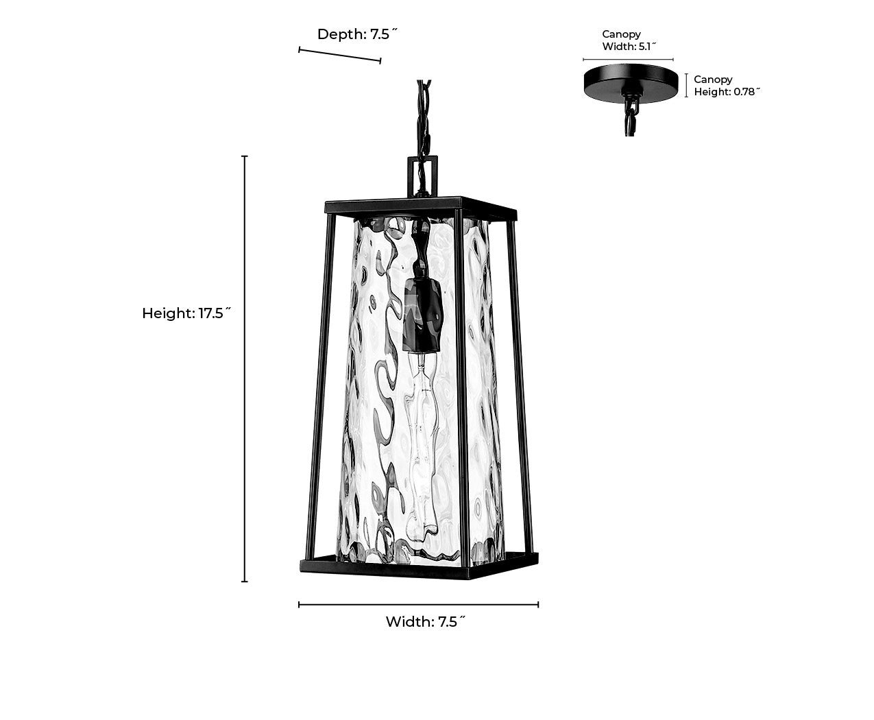 17.5'' Dutton Powder Coated Black 1 Light Hanging Lantern