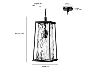17.5'' Dutton Powder Coated Black 1 Light Hanging Lantern