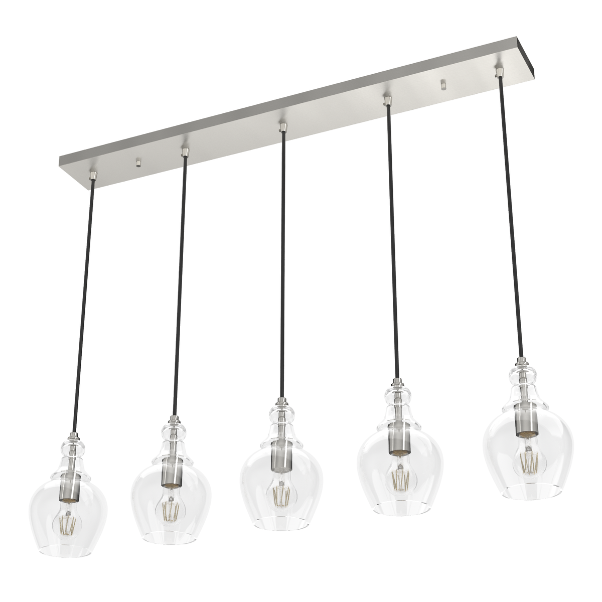 Maple Park 42-inch 5-light Brushed Nickel Linear Pendant Cluster with Clear Glass