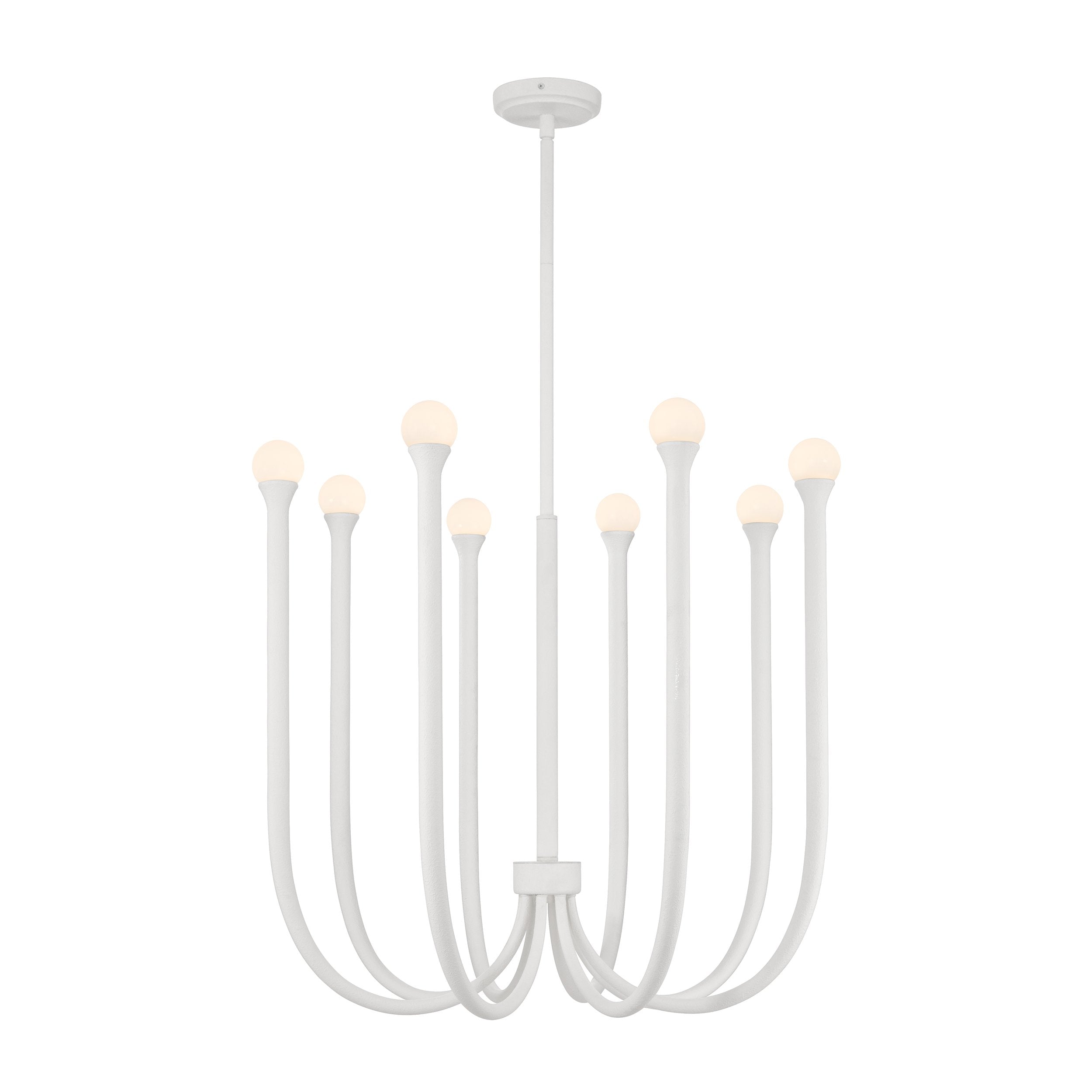 Dahlia 28-inch 8-light Plaster White Chandelier with Opal Glass Shades