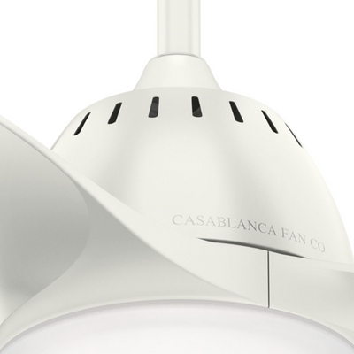 Casablanca 44 inch Wisp Fresh White Ceiling Fan with LED Light Kit and Handheld Remote