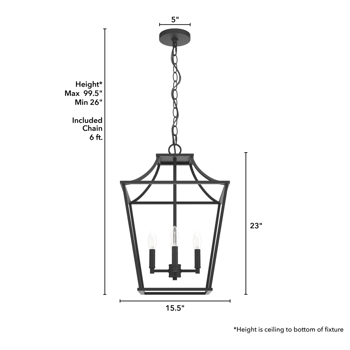 Laurel Ridge 15-inch 4-light Natural Black Iron Lantern Pendant