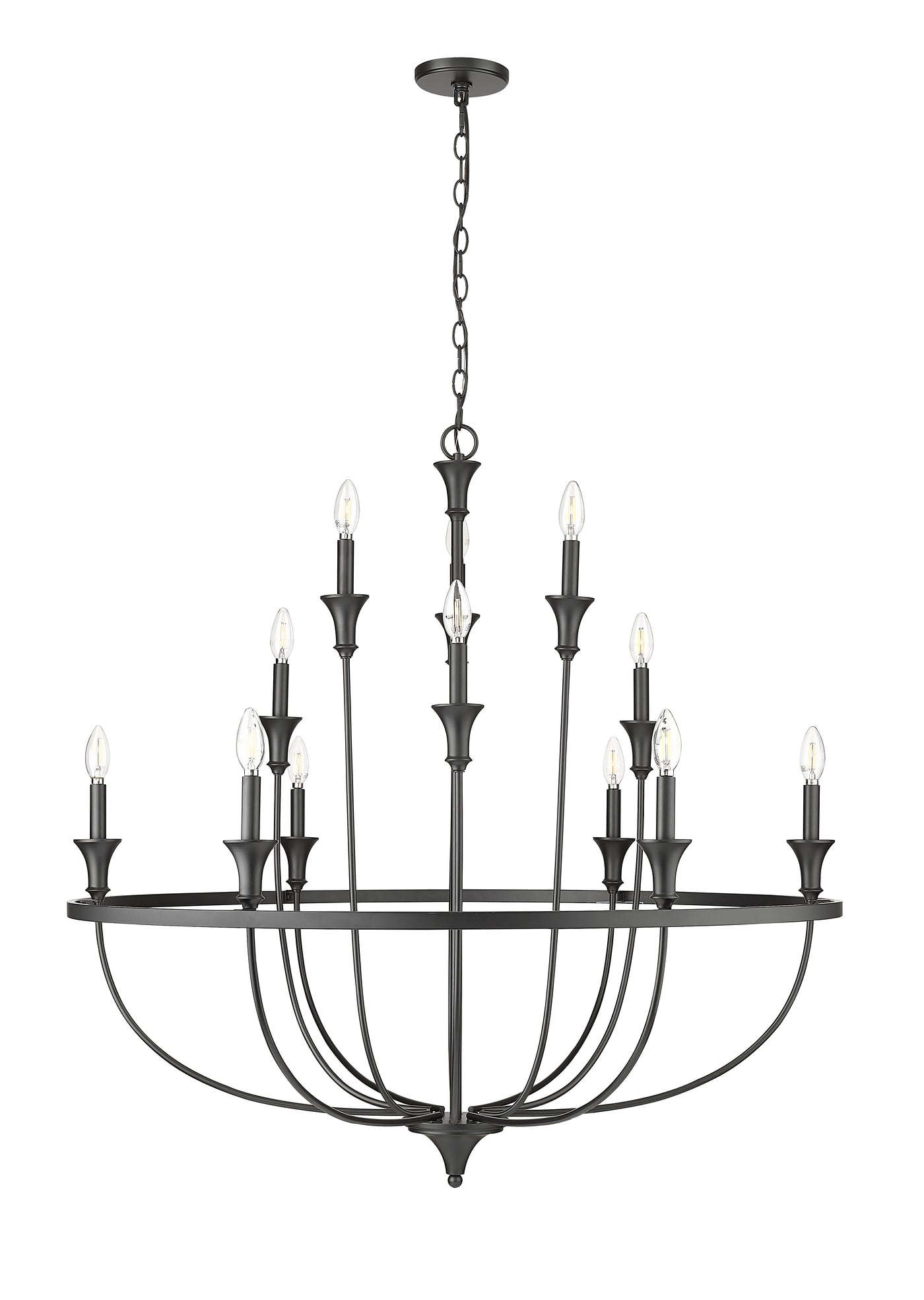 40.2'' Emery Matte Black 12 Light Chandelier