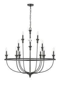 40.2'' Emery Matte Black 12 Light Chandelier