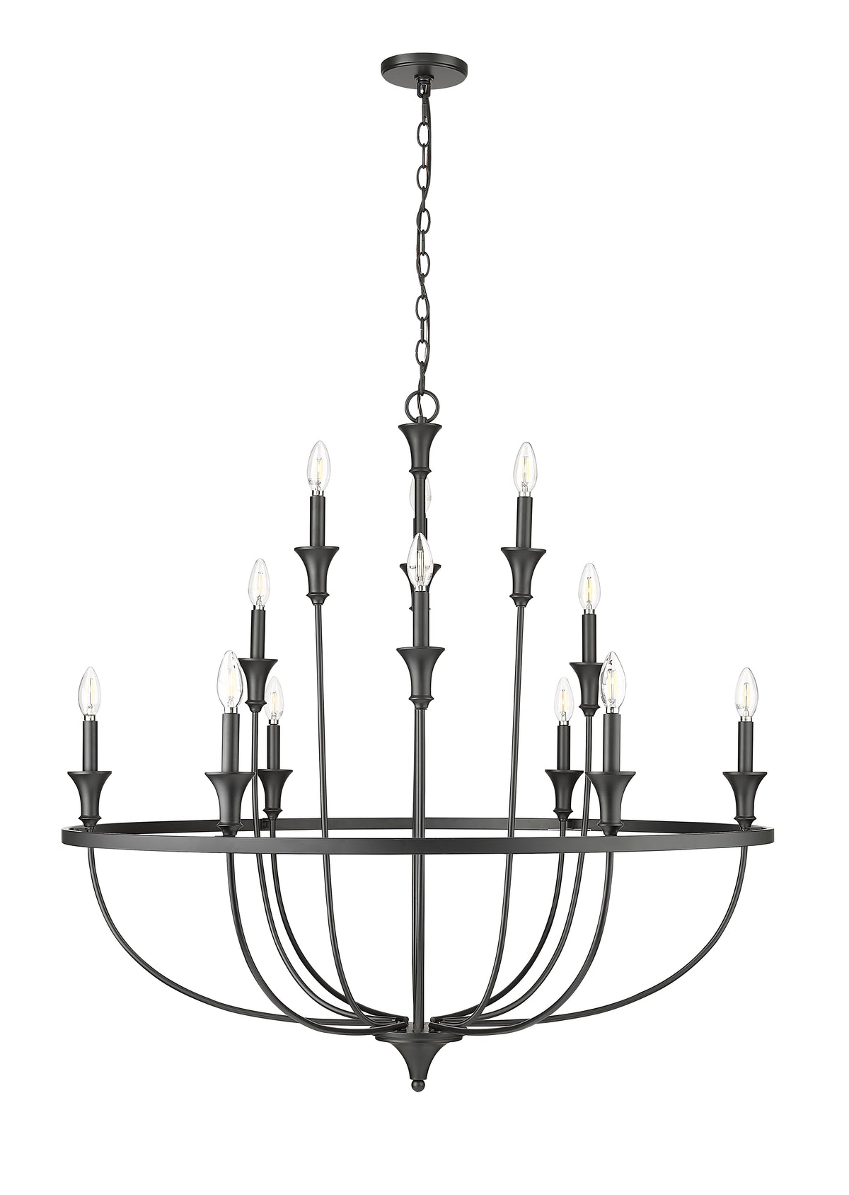 40.2'' Emery Matte Black 12 Light Chandelier