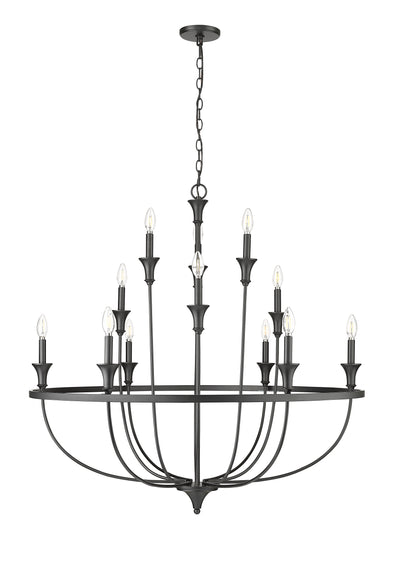 40.2'' Emery Matte Black 12 Light Chandelier