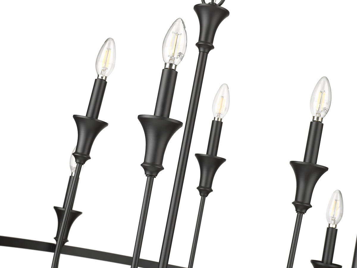 34'' Emery Matte Black 8 Light Chandelier