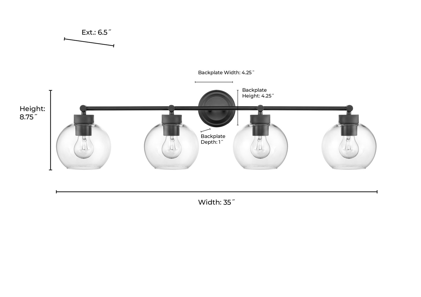 35'' Jonatan Matte Black 4 Light Bath Vanity