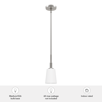 Nolita 5-inch 1-light Brushed Nickel Pendant with Cased White Glass