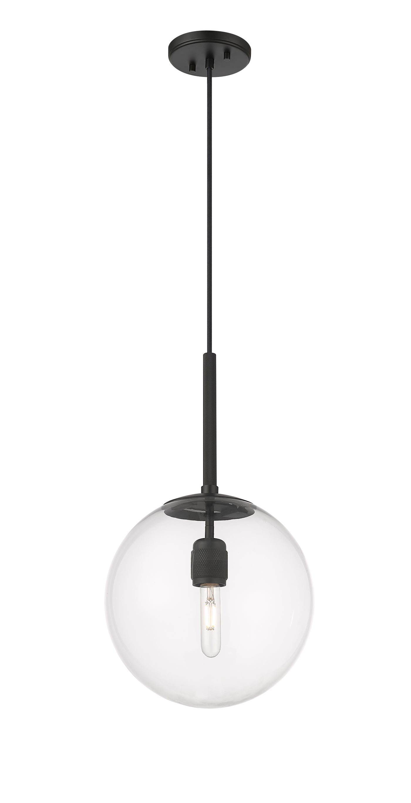 12-inch Kairo Matte Black 1-Light Clear Glass Pendant Light