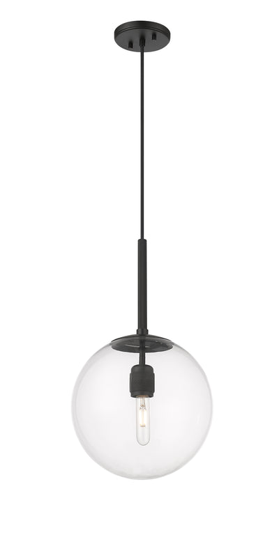 12-inch Kairo Matte Black 1-Light Clear Glass Pendant Light