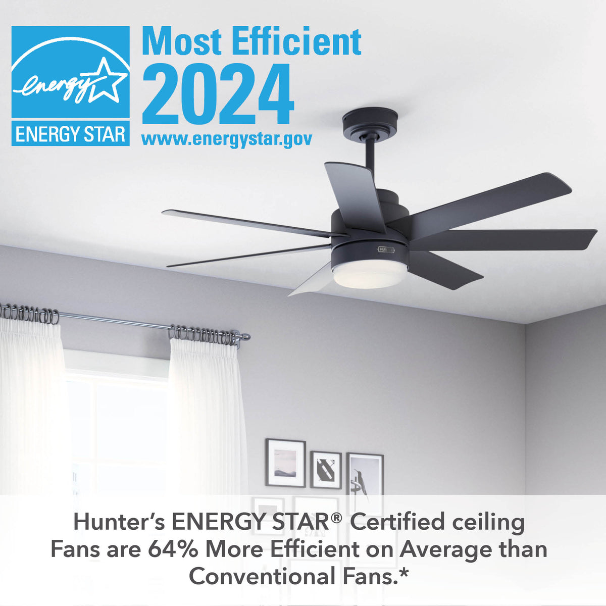 52 inch Brazos ENERGY STAR® Matte Black Damp Rated Ceiling Fan with LED Light Kit and Handheld Remote