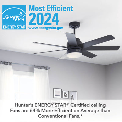 52 inch Brazos ENERGY STAR® Matte Black Damp Rated Ceiling Fan with LED Light Kit and Handheld Remote