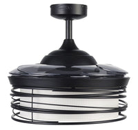 Luna 48 Inch 1 Light Color Adjustable Fan in Black with Retractable Blades