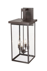 27-inch Barkeley Powder Coated Bronze 4-Light Outdoor Wall Sconce with Clear Glass