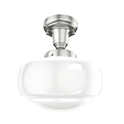 Saddle Creek 10-inch 1-light Brushed Nickel Schoolhouse Pendant with Cased White Glass