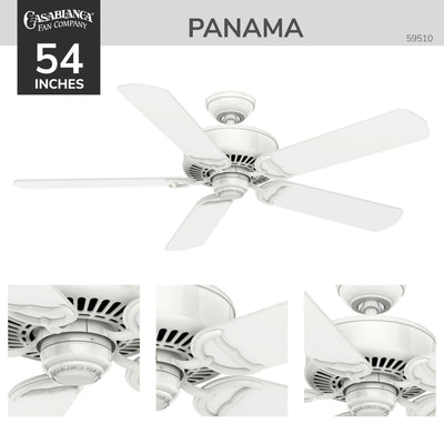 Casablanca 54 inch Panama ENERGY STAR® Snow White Ceiling Fan and Handheld Remote