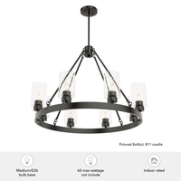 Hartland 32-inch 8-light Noble Bronze Chandelier with Seeded Glass