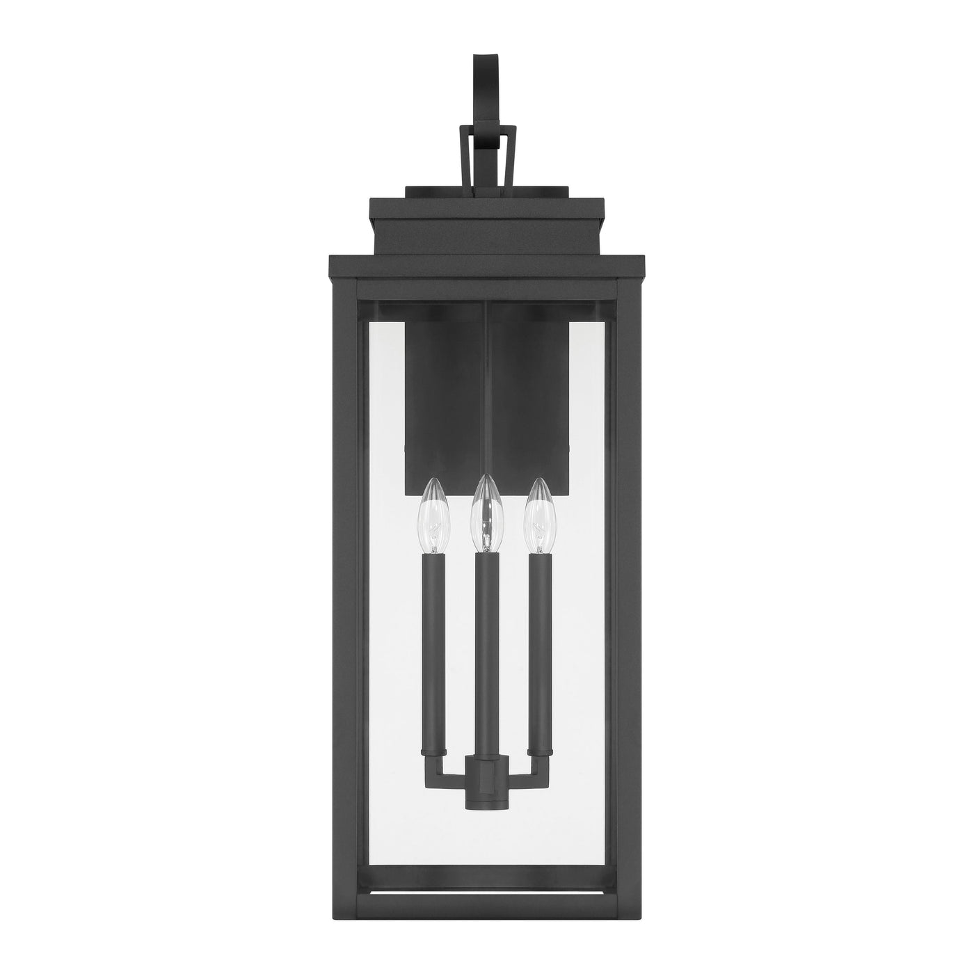 Hillside 31-inch 3-light Textured Black Exterior Wall Sconce with Clear Glass