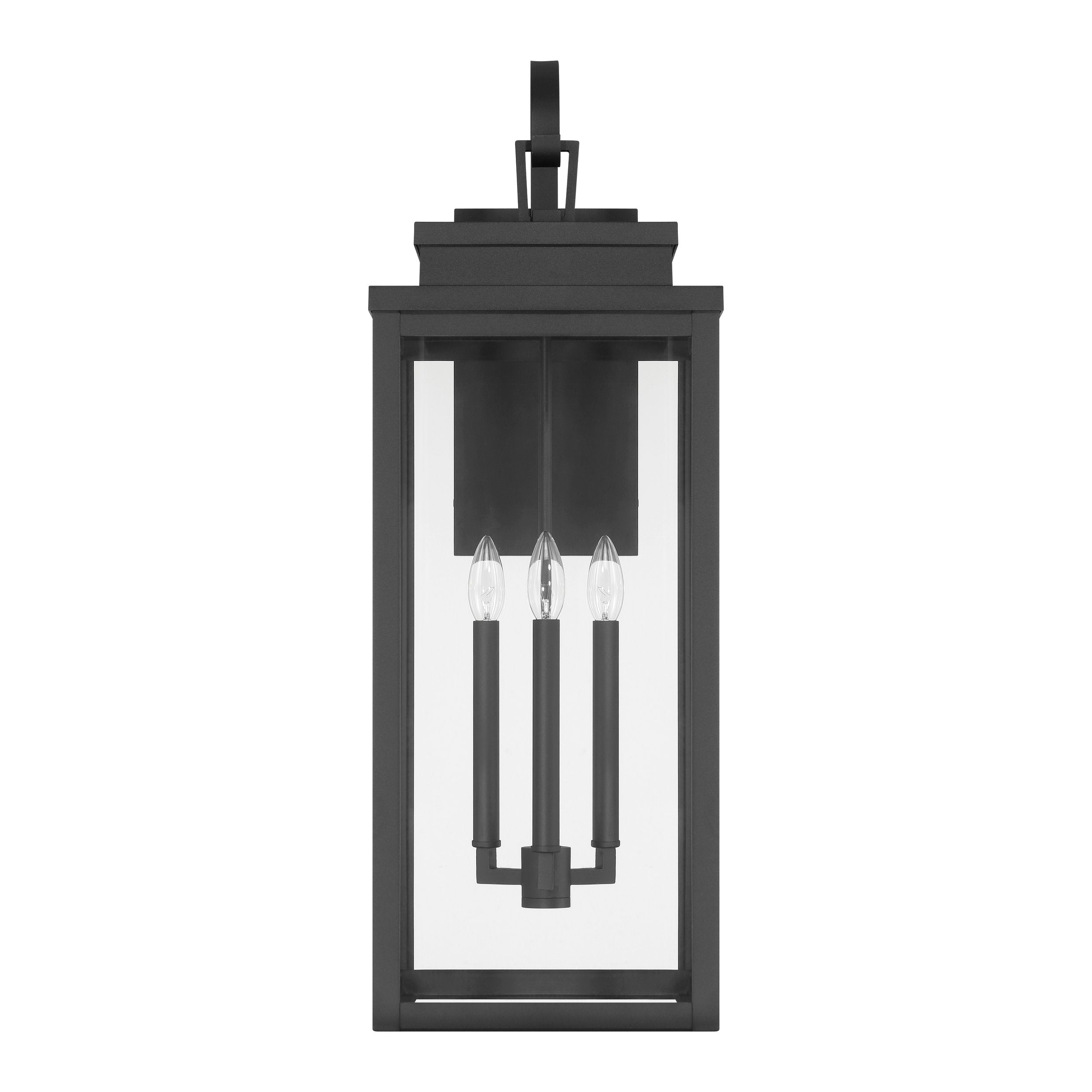 Hillside 31-inch 3-light Textured Black Exterior Wall Sconce with Clear Glass