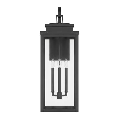 Hillside 31-inch 3-light Textured Black Exterior Wall Sconce with Clear Glass