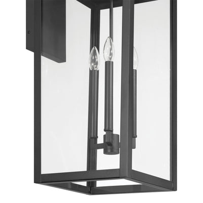 Hillside 31-inch 3-light Textured Black Exterior Wall Sconce with Clear Glass