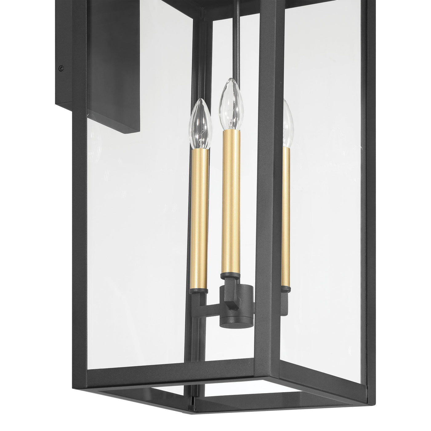 Hillside 31-inch 3-light Textured Black Exterior Wall Sconce with Clear Glass