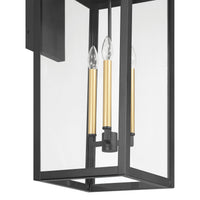 Hillside 31-inch 3-light Textured Black Exterior Wall Sconce with Clear Glass