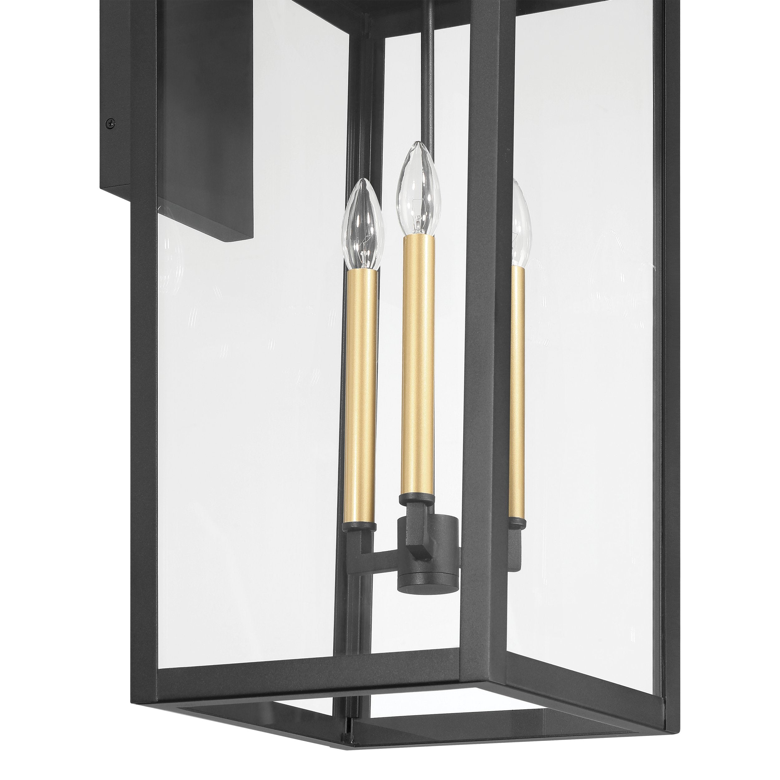 Hillside 31-inch 3-light Textured Black Exterior Wall Sconce with Clear Glass