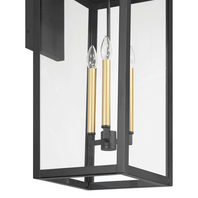 Hillside 31-inch 3-light Textured Black Exterior Wall Sconce with Clear Glass