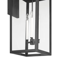 Hillside 31-inch 3-light Textured Black Exterior Wall Sconce with Clear Glass