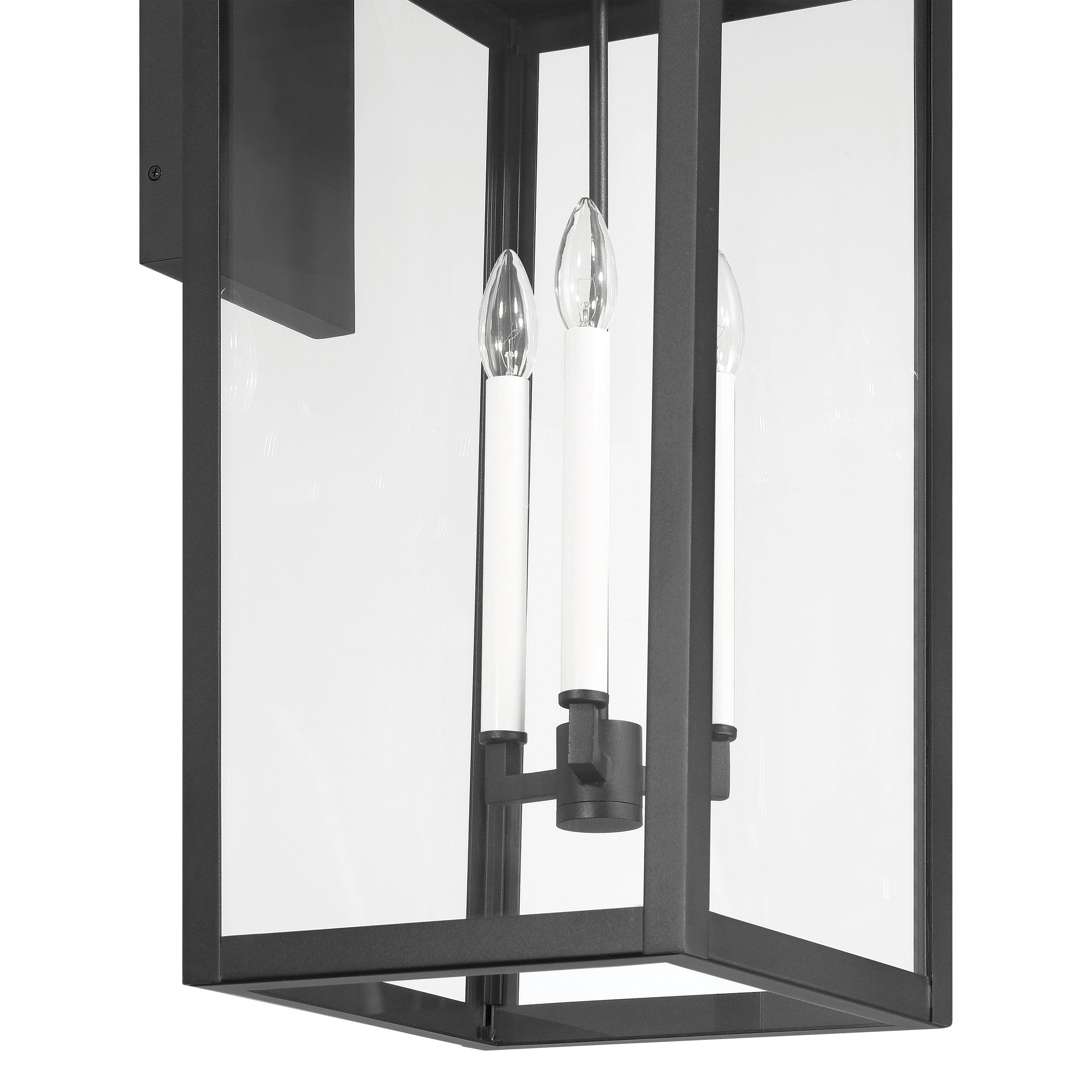 Hillside 31-inch 3-light Textured Black Exterior Wall Sconce with Clear Glass