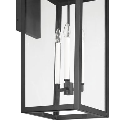 Hillside 31-inch 3-light Textured Black Exterior Wall Sconce with Clear Glass