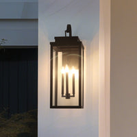 Hillside 31-inch 3-light Textured Black Exterior Wall Sconce with Clear Glass