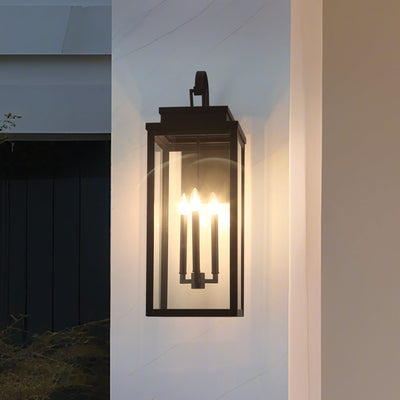 Hillside 31-inch 3-light Textured Black Exterior Wall Sconce with Clear Glass