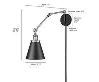 7.25'' Evonne Matte Black/Vintage Brass 1 Light Swing Arm Sconce