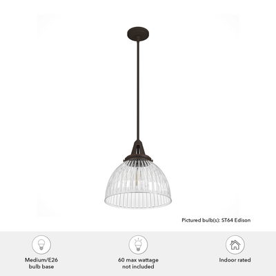 Cypress Grove 13-inch 1-light Onyx Bengal Industrial Pendant with Clear Holophane Glass